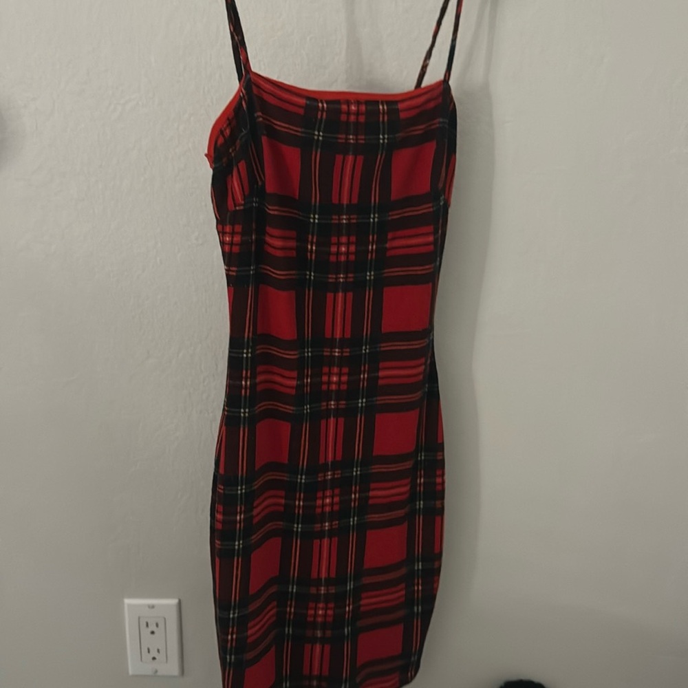 plaid cami  bodycon dress